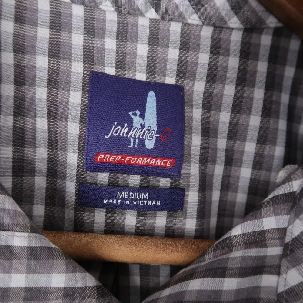 Johnnie-O Leonard Shirt Mens M Gray Check Prep Formance Long Sleeve Button Down - Picture 8 of 10